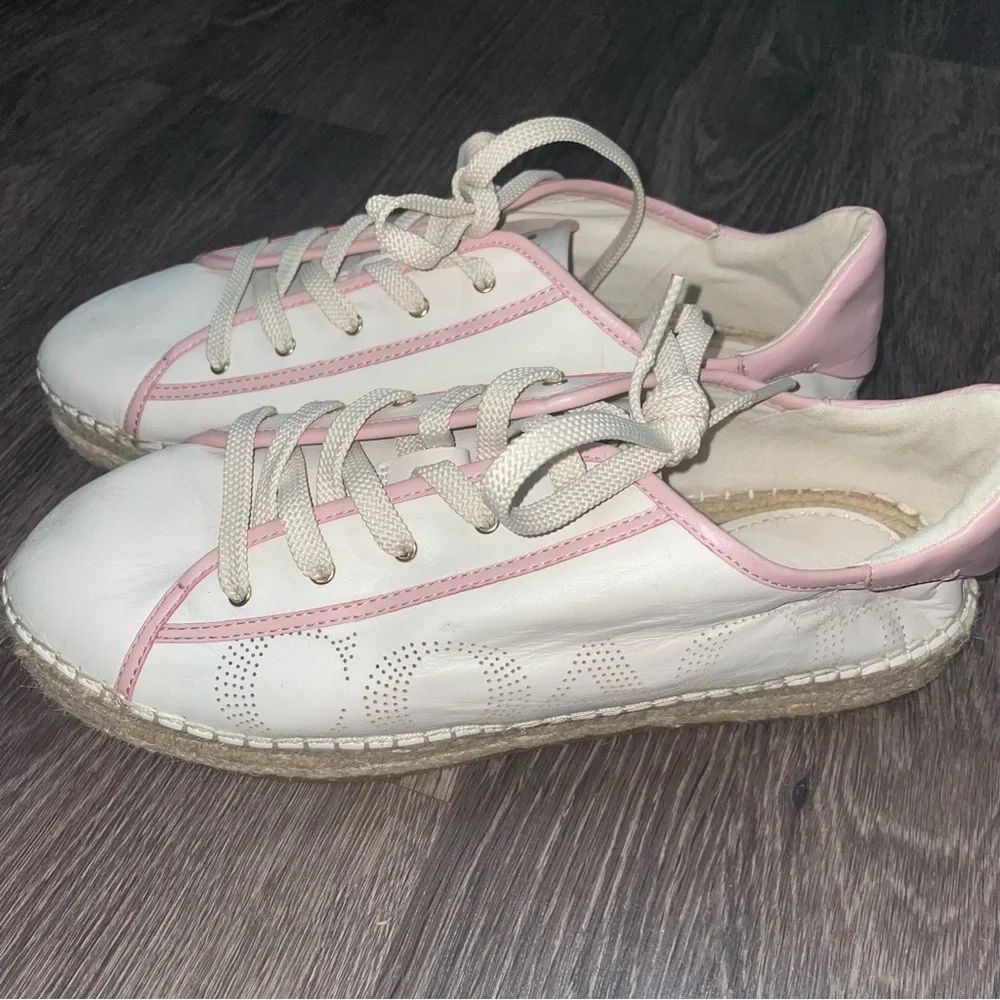 Coach Cate Pink and Cream Espadrille Sneakers size 10